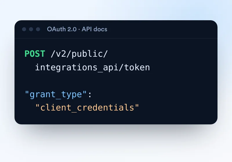 The token request from the Day.io API docs
