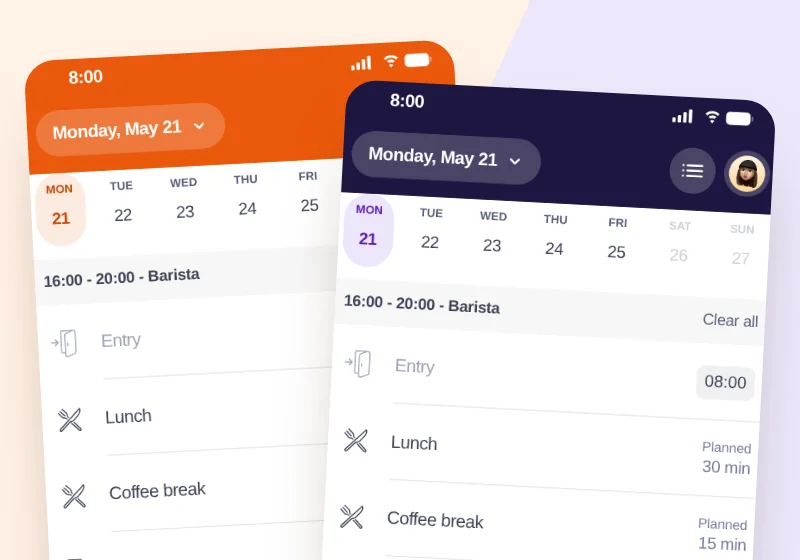 The mobile app in two sample partner brands